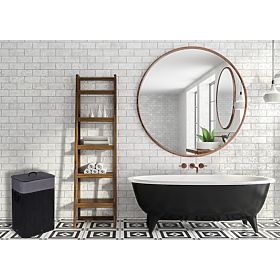 Bambusový koš na prádlo s víkem 80L černo-šedý