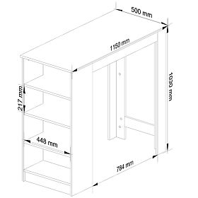 Barový stůl pod barovou židli 115 cm Bílý / Dub Sonoma
