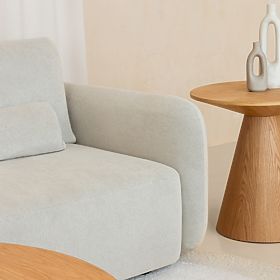 Boční stolek Abisko, 60 cm, kulatý, přírodní dubová dýha