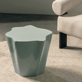 Boční stolek Bow 49 cm, šalvějový, lesklý, oblé tvary