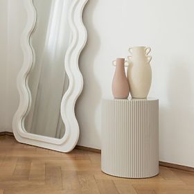 Boční stolek Ermanno, 35 cm, šedobéžový, rýhovaný