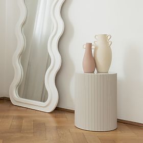 Boční stolek Ermanno, 35 cm, šedobéžový, rýhovaný