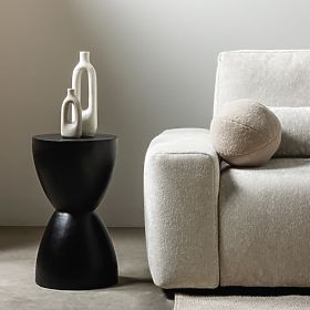 Boční stolek Lavia 35 cm, černý, mango dřevo, lectus