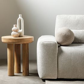 Boční stolek Limali 50 cm, kulatý, mangové dřevo, oblé tvary, lectus