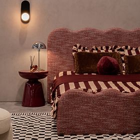 Boční stolek Logan 40 cm, burgund/třešeň, lesklý, lectus