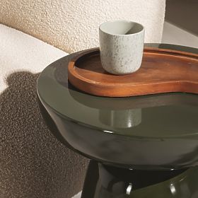 Odkládací stolek Logan 40 cm, olivově zelený, lesklý
