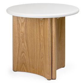 Odkládací stolek Marlo II 50 cm, krémově bílý/dub, mikrocement