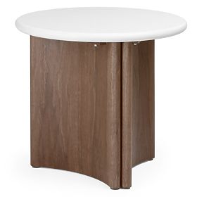 Odkládací stolek Marlo II 50 cm, krémově bílá/ořech, mikrocement