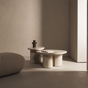 Boční stolek Puro 50 cm, světle béžový, lesklý