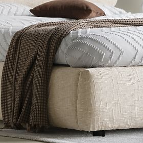 Čalouněná postel Avola 160x200 cm, s roštem a úložným prostorem, světle béžová, zaoblená, lectus