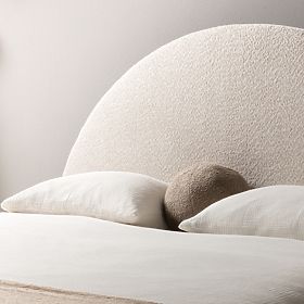 Čalouněná postel Orbi 160x200 cm, s roštem a úložným prostorem, zaoblená, béžová, lectus