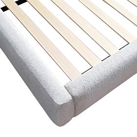 Čalouněná postel Rolly 160x200 cm, s roštem, zaoblená, světle šedá, lectus