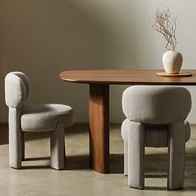 Čalouněná židle Falone šedobéžová, boucle, oblé tvary