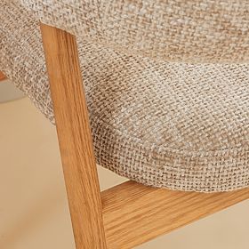 Čalouněná židle Giovani, béžová/dubové dřevo, zaoblená