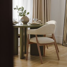 Čalouněná židle Sorrento, béžová, boucle/světlý ořech