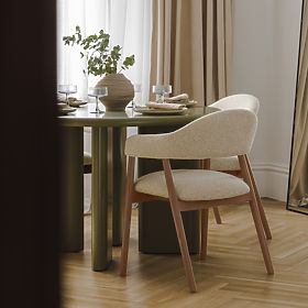 Čalouněná židle Sorrento, béžová, boucle/světlý ořech