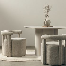 Čalouněné křeslo Glen šedé, oblé tvary