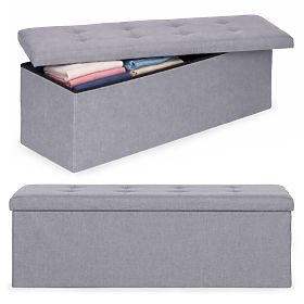 Čalouněný taburet 111x38 cm s úložným prostorem světle šedý ModernHome, MODERNHOME