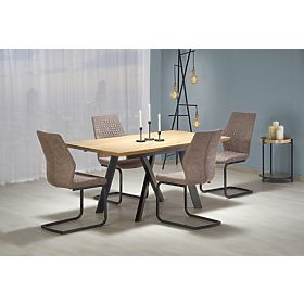 CAPITAL stůl 160-200 cm, zlatý dub / černý (2p=1ks), Halmar