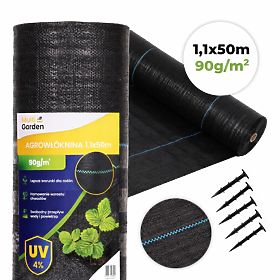Černá agrotextilie UV 90g protiplevelová rohož 1,1x50m kolíky MulltiGarden, MultiGarden
