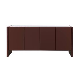 Čtyřdveřová komoda Loren, bordová/hnědá, mramor, lesklá