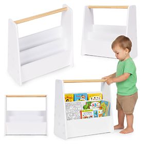 Dětská knihovnička Montessori regál na knihy organizér 2 úrovně bílý ECOTOYS, EcoToys