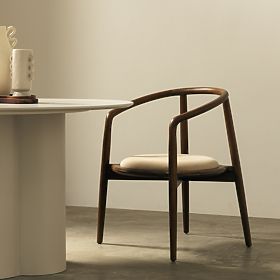 Dřevěná židle Carlotta, zaoblená, ořech/béžová