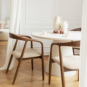 Dřevěná židle Ludvika, zaoblená, ořech/béžová