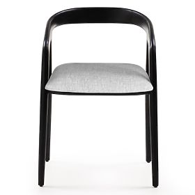 Dřevěná židle Sande zaoblená, černá/světle béžová, teakové dřevo