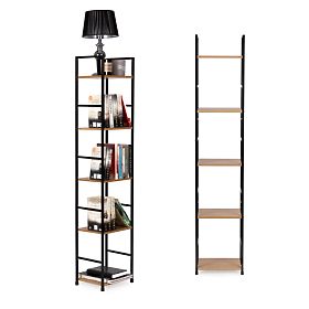 Dřevěný moderní regál kovový rám LOFT 5 polic