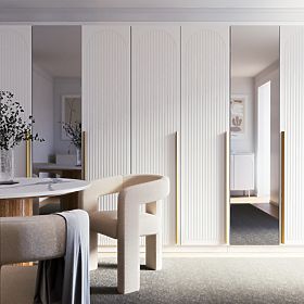 Dveře ke skříni Neroli, 45,6 cm, obloukové drážky, bílá, levá