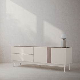 Dvoudveřová TV skříňka se zásuvkami Berula, kašmírová, Ořech Villa