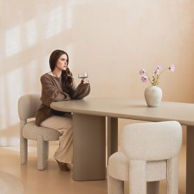 Jídelní stůl Lima 220 cm, tmavě béžový, oválný