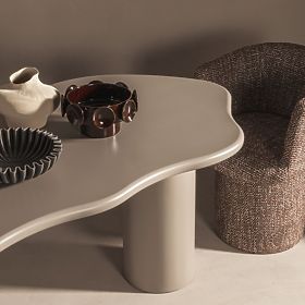 Jídelní stůl Muse 160 cm, tmavě béžový, oblé tvary