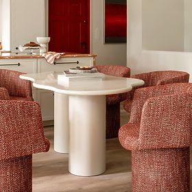 Jídelní stůl Pinar 180 cm, šedobéžový, oblé tvary