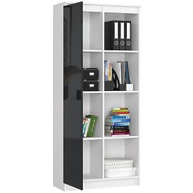 KANCELÁŘSKÝ REGÁL R 80 cm CLP 1 DVEŘE 4 POLICE BÍLÝ / GRAFIT LESK