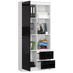 KANCELÁŘSKÝ REGÁL R 80 cm CLP R11 PK BÍLÝ / ČERNÝ LESK