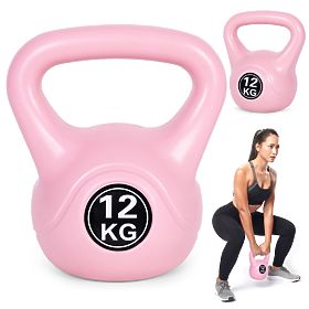 Kettlebell činka 12 kg pro cvičení růžová ModernHome