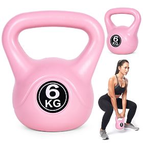 Kettlebell činka 6 kg pro cvičení činka koule závaží hmotnost fitness růžová ModernHome