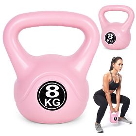 Kettlebell činka 8 kg pro cvičení růžová ModernHome