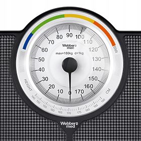 Klasická mechanická analogová koupelnová váha do 180 kg černá WEBBER BMI, ELDOM