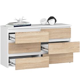 KOMODA CL100 6SZ PK BÍLÁ / DUB SONOMA