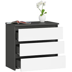 KOMODA CL3 3SZ CLP PK GRAFIT ŠEDÁ / BÍLÁ