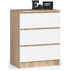 KOMODA K 60 cm 3 ZÁSUVKY PK SONOMA / BÍLÁ