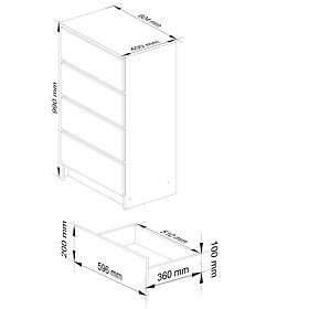 KOMODA K 60 cm 4 ZÁSUVKY PK BÍLÁ