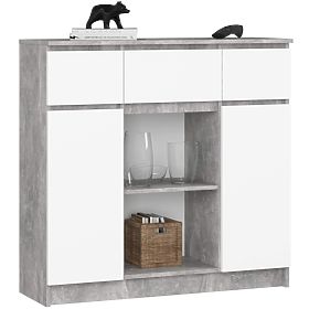 KOMODA K100 2D 3SZ 1P PK BETON / BÍLÁ