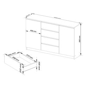 KOMODA K160 2D 4SZ CLP PK BÍLÁ / ŠEDÁ