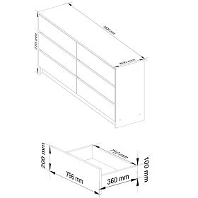KOMODA K160 6SZ CLP PK BÍLÁ / ŠEDÁ