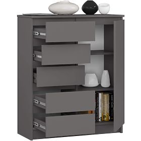 KOMODA K80 1D 5SZ PK GRAFIT ŠEDÁ