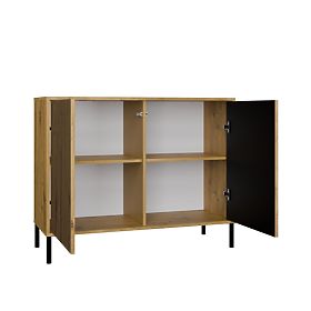 Komoda KAMARO 2D SLIM DUB ARTISAN Lamelový Přední Rýhovaný